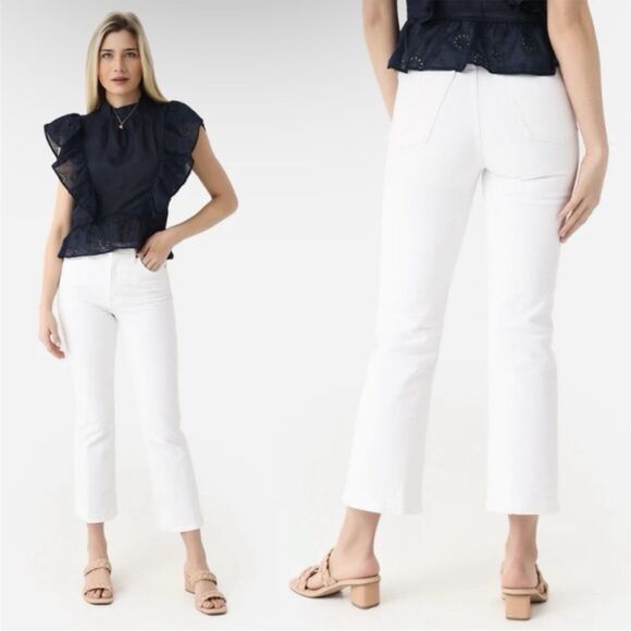 Re/Done 70s Crop Boot High Rise White Jeans, Women’s Size 28 - Picture 1 of 8